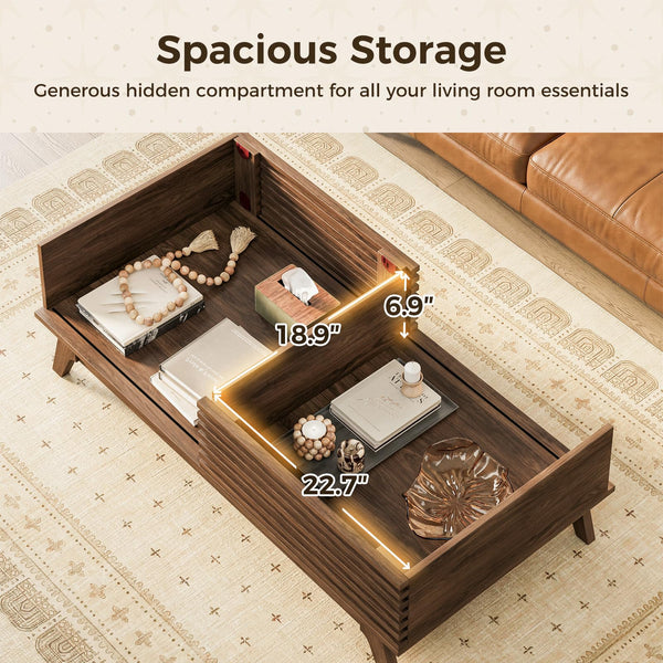 Coffee Table with Storage and Sliding Doors