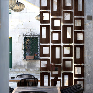 Geometric Wood Wall Panel Divider Set – 24 Panels, Brown