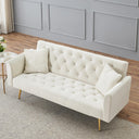 71" Convertible Velvet Sofa Bed Futon with Adjustable Backrest & Chrome Legs