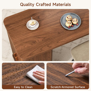 59-Inch Fluted Kitchen Island with Storage