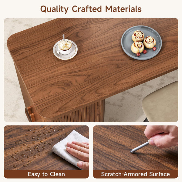 59-Inch Fluted Kitchen Island with Storage