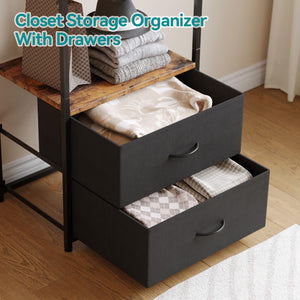 Narrow Clothes Rack with Drawers