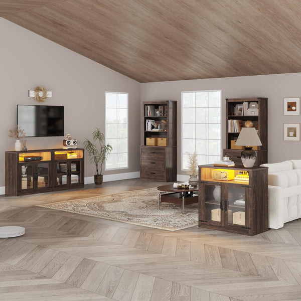 4-Piece Entertainment Center with Bookshelves, 157"W