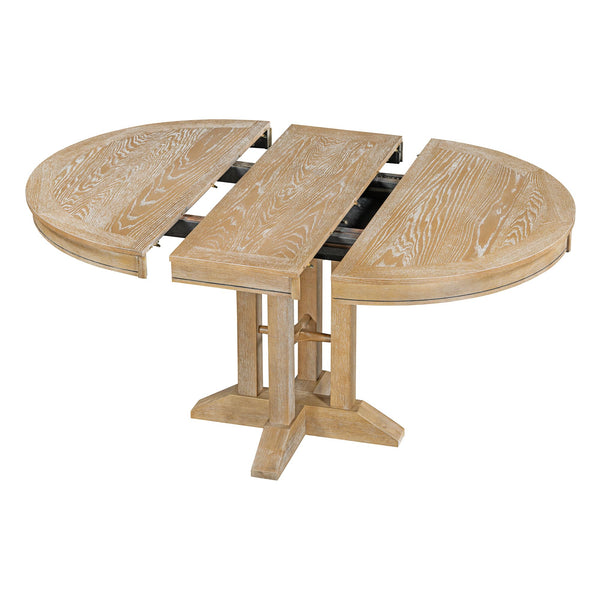 Extendable Round Dining Table with Oak Veneer Top