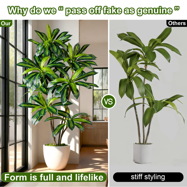 Artificial Dracaena Tree with White Planter Pot