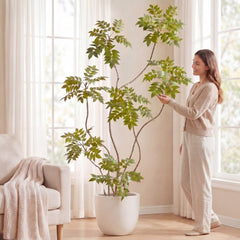 6 ft Artificial Sumac Tree with Pot – Indoor Faux Floor Plant