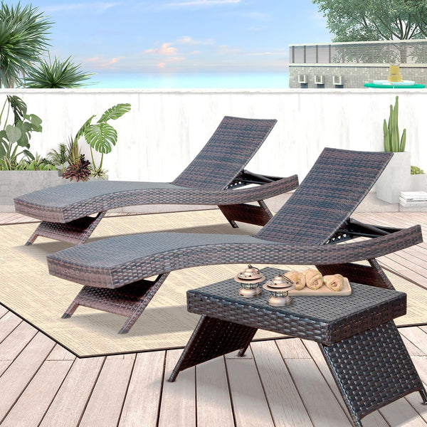 Outdoor Wicker Chaise Lounge Chair