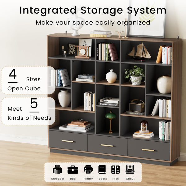 60" Wide Horizontal Bookcase with Drawers