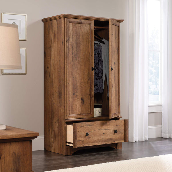 Armoire Wardrobe Closet with Garment Rod & Storage Drawer