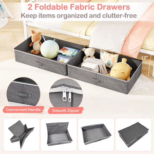 Full Size Metal House Bed with 2 Storage Drawers