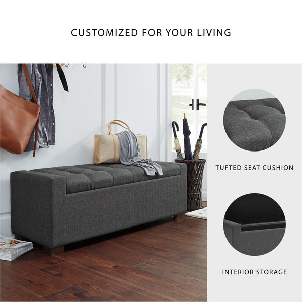 Tufted Storage Bench with Hinged Lid