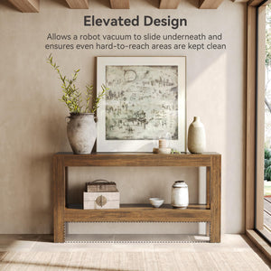 63-Inch Farmhouse Console Table with 2-Tier Shelves