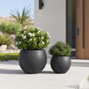 Round Planter Pots Set of 2 — Outdoor & Indoor, MGO, Drainage Hole, 13" & 10"