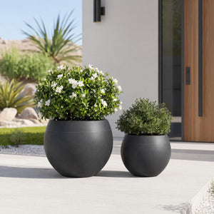Round Planter Pots Set of 2 — Outdoor & Indoor, MGO, Drainage Hole, 13" & 10"
