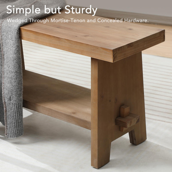 Solid Wood Entryway Bench – Farmhouse Rustic Bench Seat