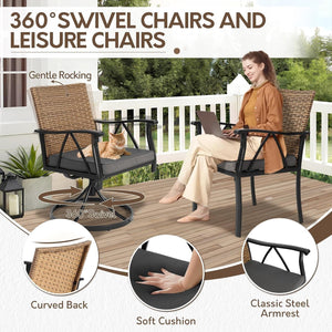 7-Piece Outdoor Patio Dining Set with Swivel Chairs & Umbrella Hole Table