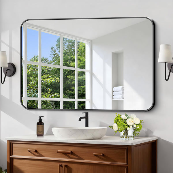 Rectangular Aluminum Frame Bathroom Mirror 28x42 Inch