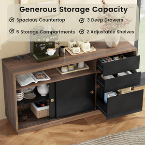 60" Storage Cabinet with File Drawer & Built-in Outlet