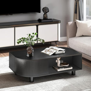 Mid-Century Modern Coffee Table with Storage, 39.4"