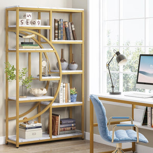 9-Shelf Etagere Bookcase with Metal Frame