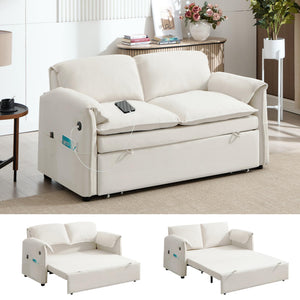 63" Velvet Pull-Out Sofa Bed – 3-in-1 Convertible Futon Loveseat