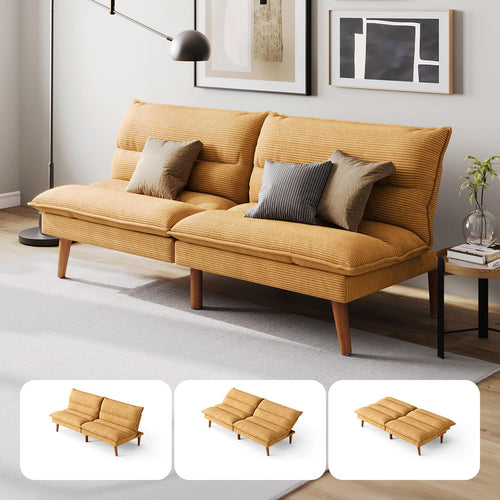 Convertible Futon Sofa Bed with Adjustable Backrest