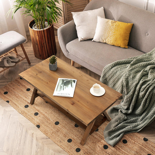 2-Tier Solid Wood Farmhouse Coffee Table