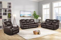 3-Piece Leather Recliner Sofa Set with Loveseat & Swivel Chair