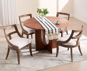 Farmhouse Dining Chairs with Curved Open Back & Padded Seat
