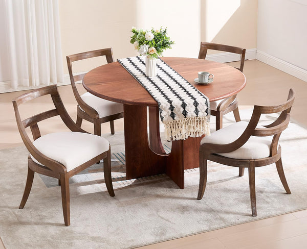 Farmhouse Dining Chairs with Curved Open Back & Padded Seat