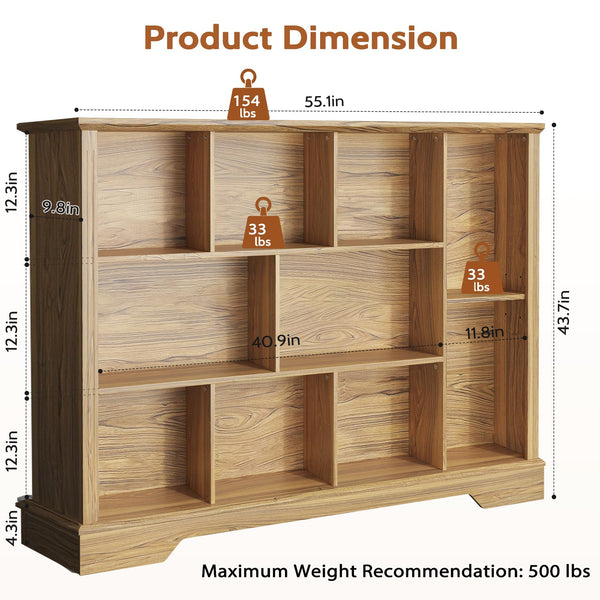 10-Cube Storage Organizer Bookshelf – 4-Tier Shelving Unit