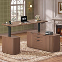 L-Shaped Electric Standing Desk with Storage & Power Outlet