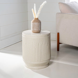 Round Resin Accent Side Table & Garden Stool, 17.5"H
