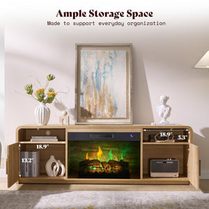 70" Fluted TV Stand with 30" Electric Fireplace