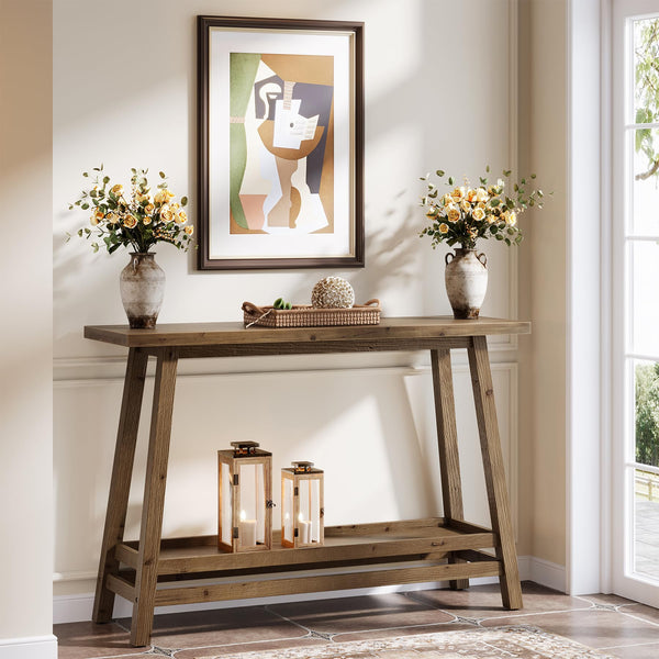 Farmhouse Console Table with Storage Shelf