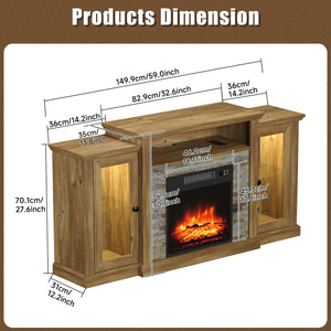 Fireplace TV Stand with LED Lights & Electric Fireplace Insert