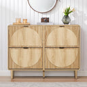 Flip Drawer Shoe Cabinet with Fluted Doors