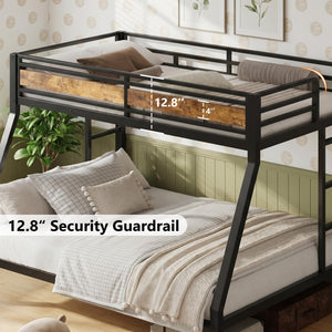 Twin Over Full Metal Bunk Bed with Guardrails