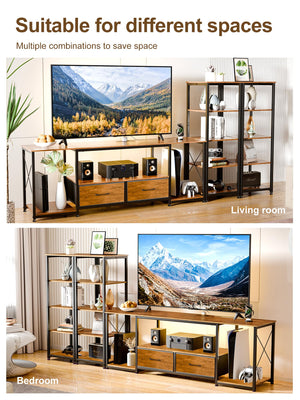 TV Stand with LED Lights & Power Outlets for 65-Inch TVs