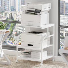 3-Tier Rolling Printer Stand with Storage Shelves