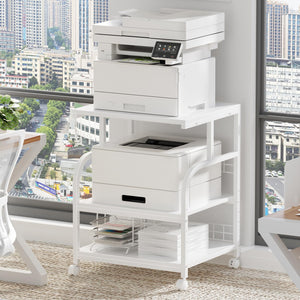 3-Tier Rolling Printer Stand with Storage Shelves