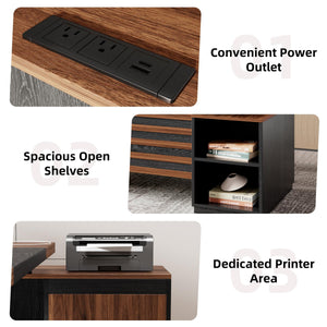 L-Shaped Executive Desk with Storage & Power Outlet, 78"