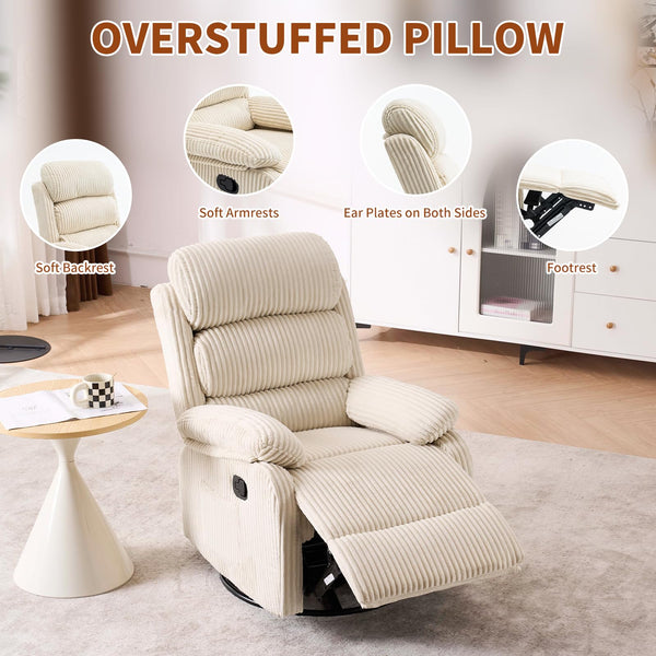 360° Rocking Recliner Chair with Footrest