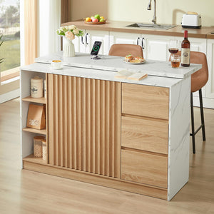 Kitchen Island with Storage Cabinet and Drawers, 54 Inch