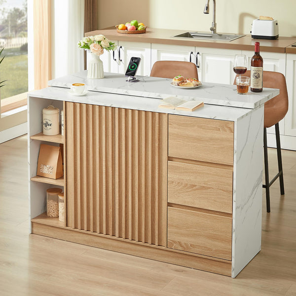Kitchen Island with Storage Cabinet and Drawers, 54 Inch