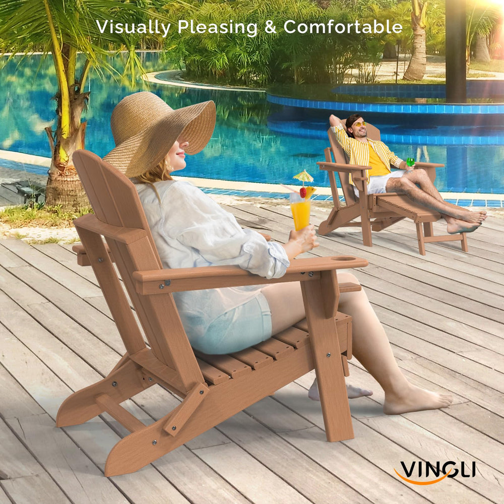 Folding Adirondack Chair Set with Hidden Ottoman