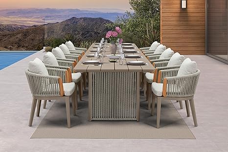Outdoor Patio Dining Set with Olefin Cushions & Aluminum Frame