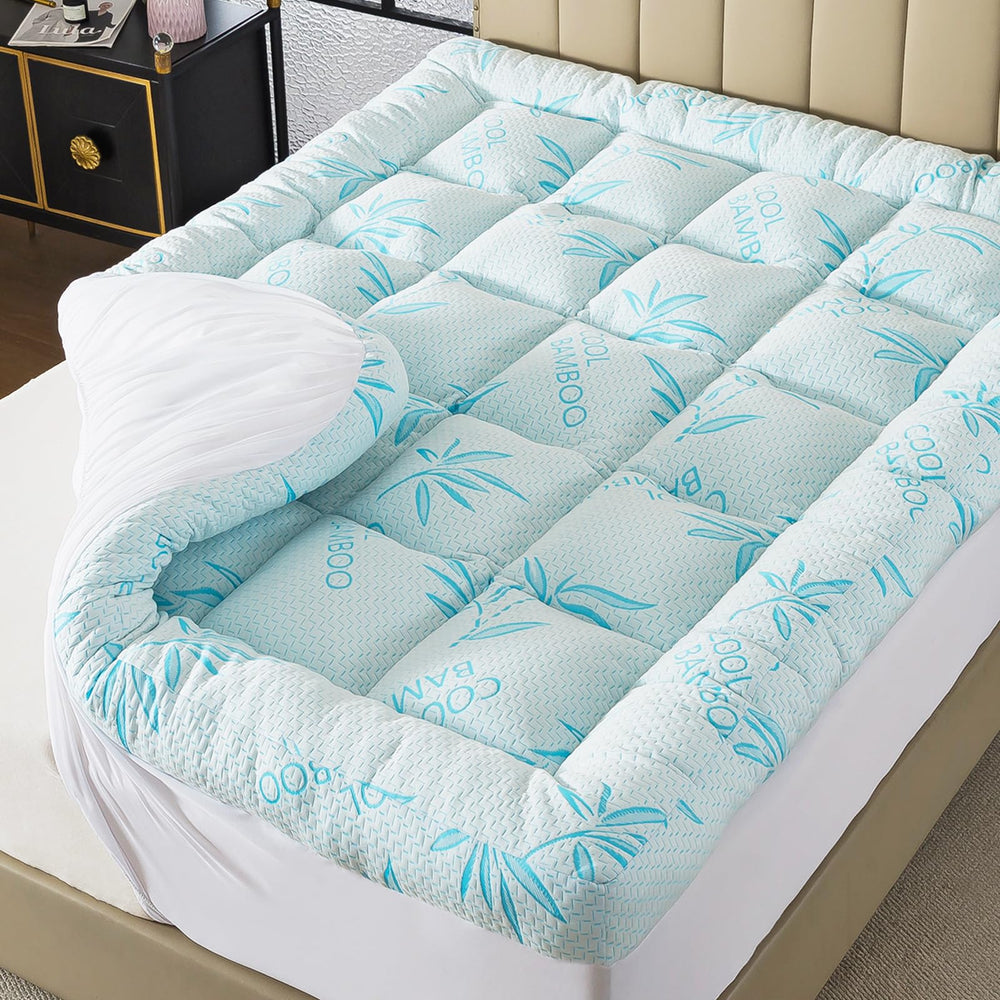 Memory Foam Mattress Topper – Bamboo Viscose Cooling, Twin, Full, Queen, King