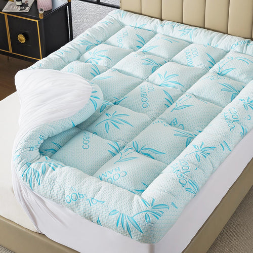 Memory Foam Mattress Topper – Bamboo Viscose Cooling, Twin, Full, Queen, King