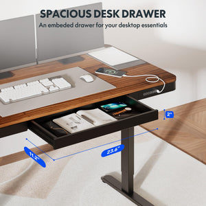 55-Inch Electric Standing Desk with Drawer & USB Charging